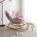 Armless Upholstered Rocking Chair with Ottoman for Living Room