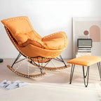 Armless Upholstered Rocking Chair with Ottoman for Living Room