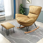 Armless Upholstered Rocking Chair with Ottoman for Living Room