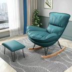 Armless Upholstered Rocking Chair with Ottoman for Living Room