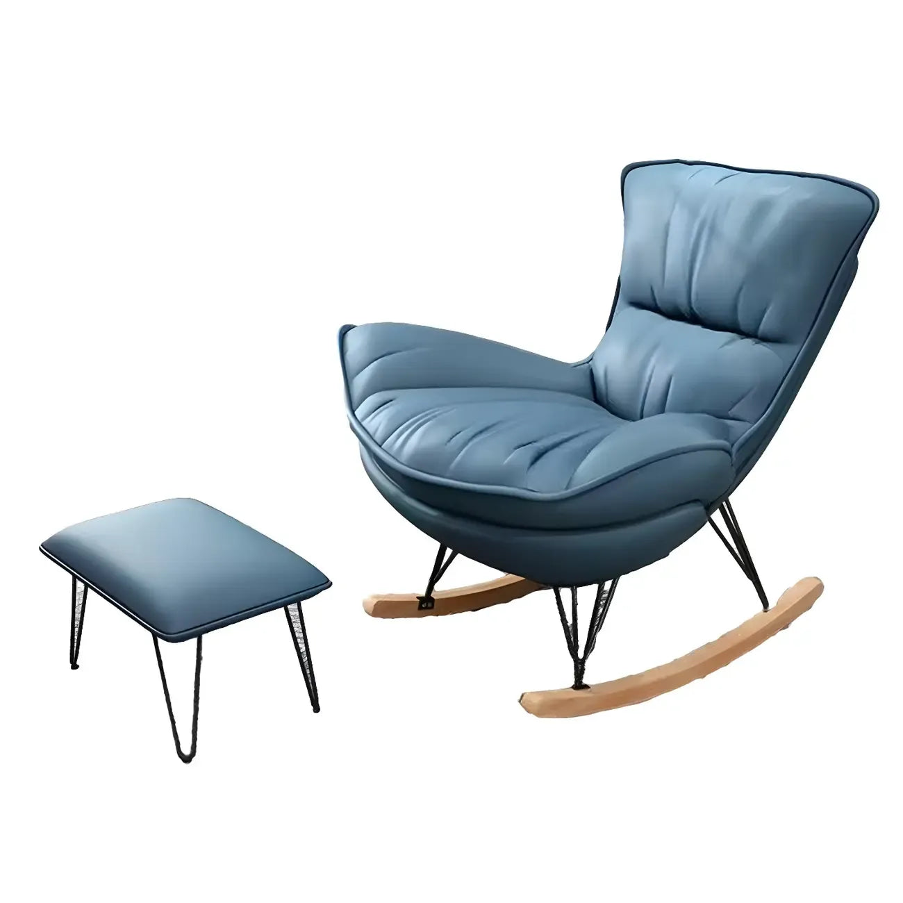 Armless Upholstered Rocking Chair with Ottoman for Living Room