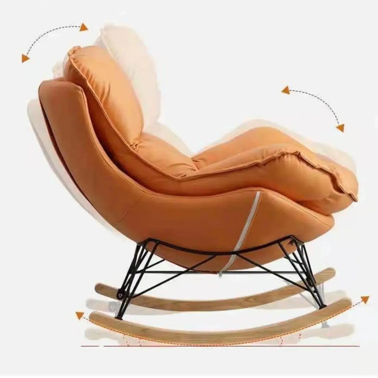 Armless Upholstered Rocking Chair with Ottoman for Living Room