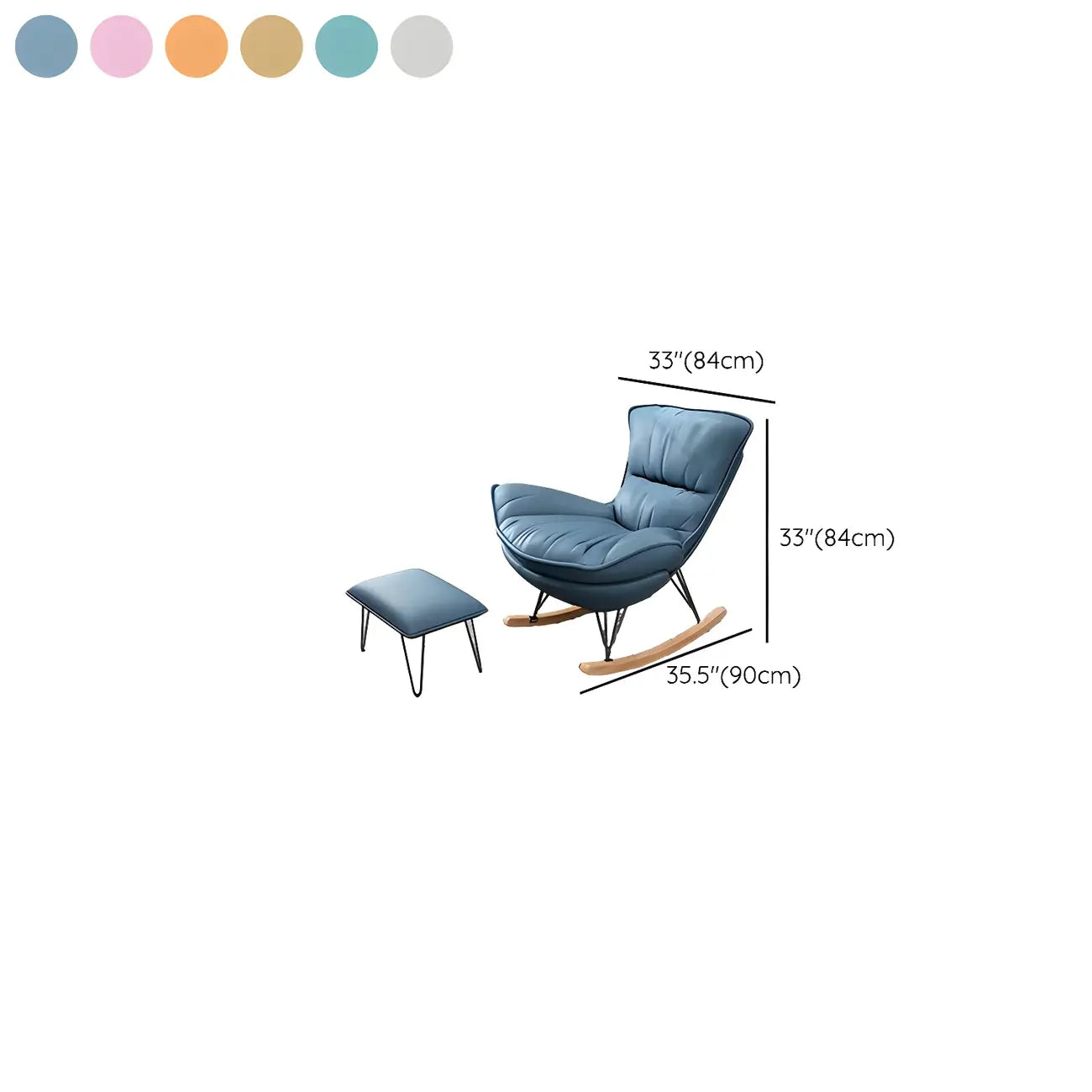 Armless Upholstered Rocking Chair with Ottoman for Living Room
