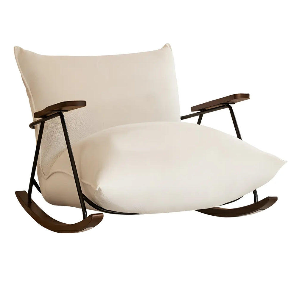 Modern Upholstered Rocking Chair with Spindle Back in Beige