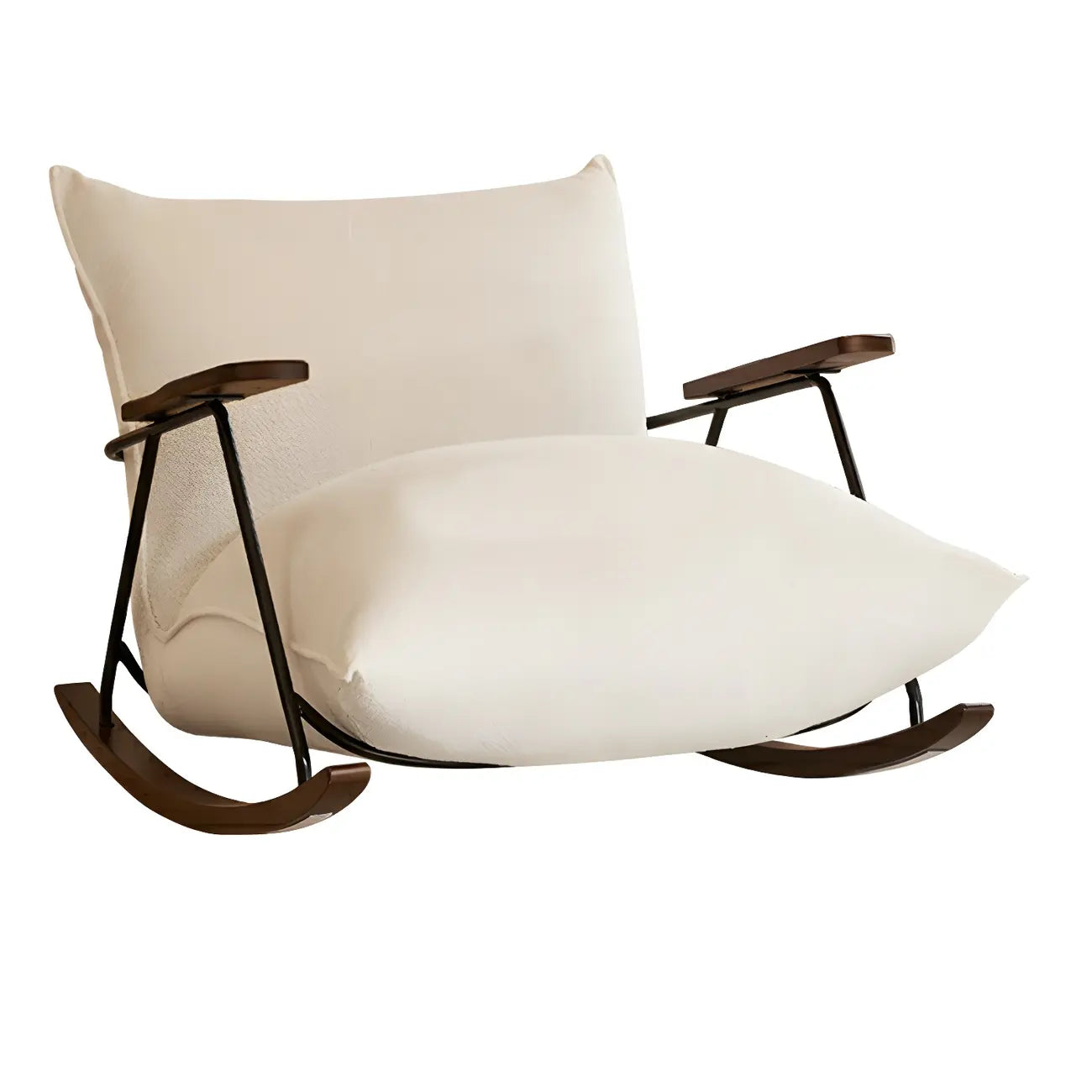 Modern Upholstered Rocking Chair with Spindle Back in Beige
