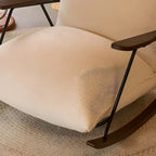 Modern Upholstered Rocking Chair with Spindle Back in Beige