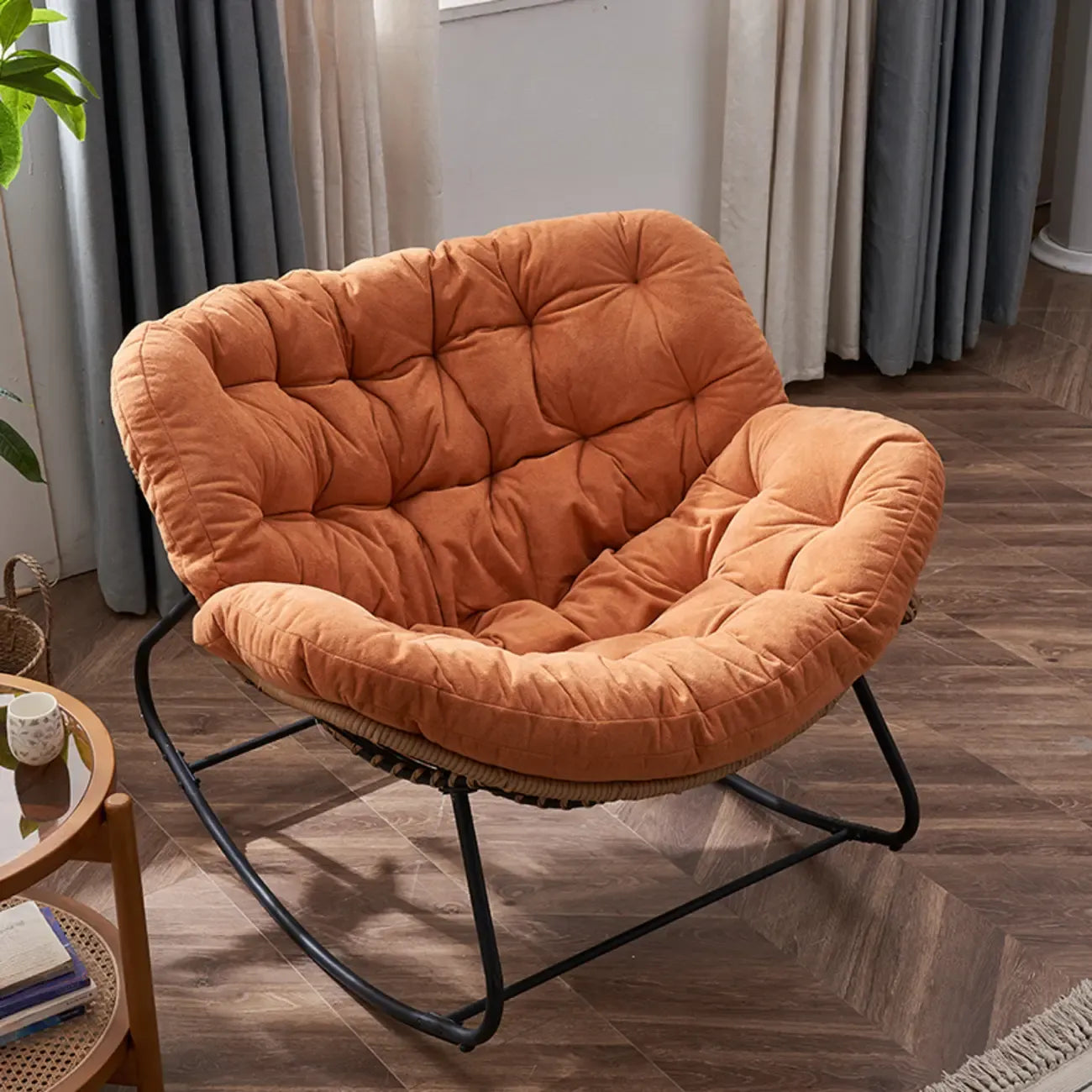Upholstered Armless Rocking Chair with Cushion for Living room