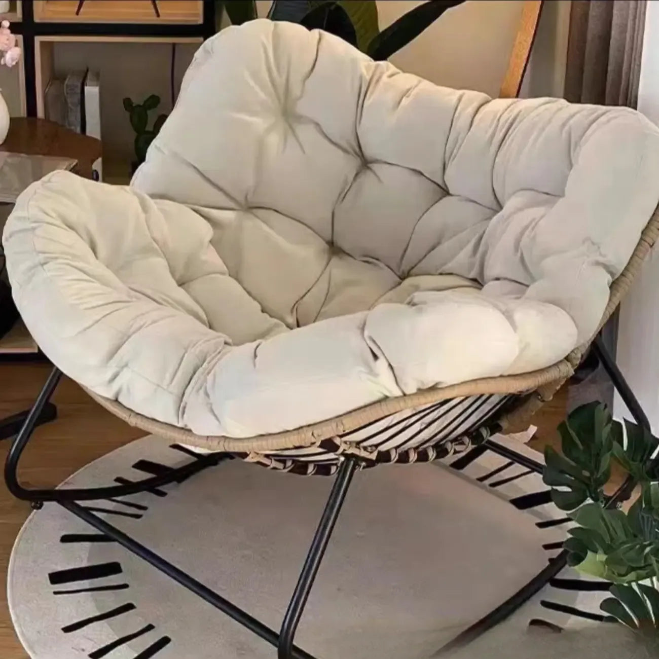 Upholstered Armless Rocking Chair with Cushion for Living room