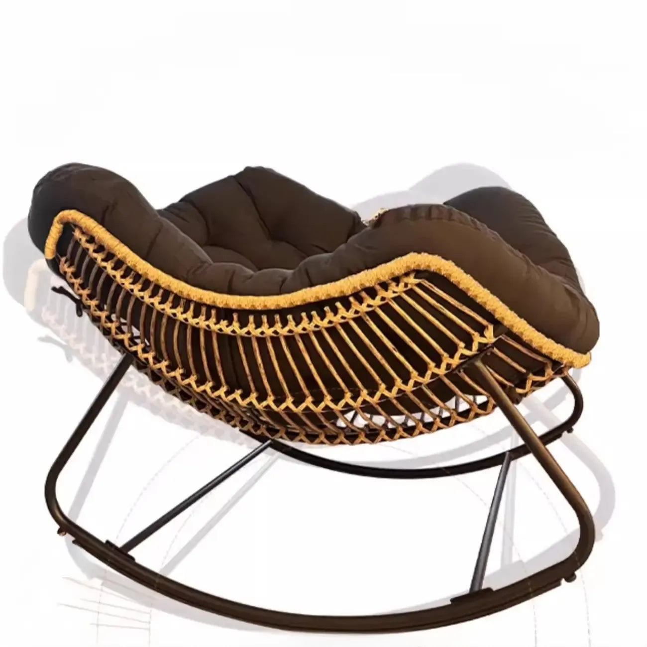 Upholstered Armless Rocking Chair with Cushion for Living room