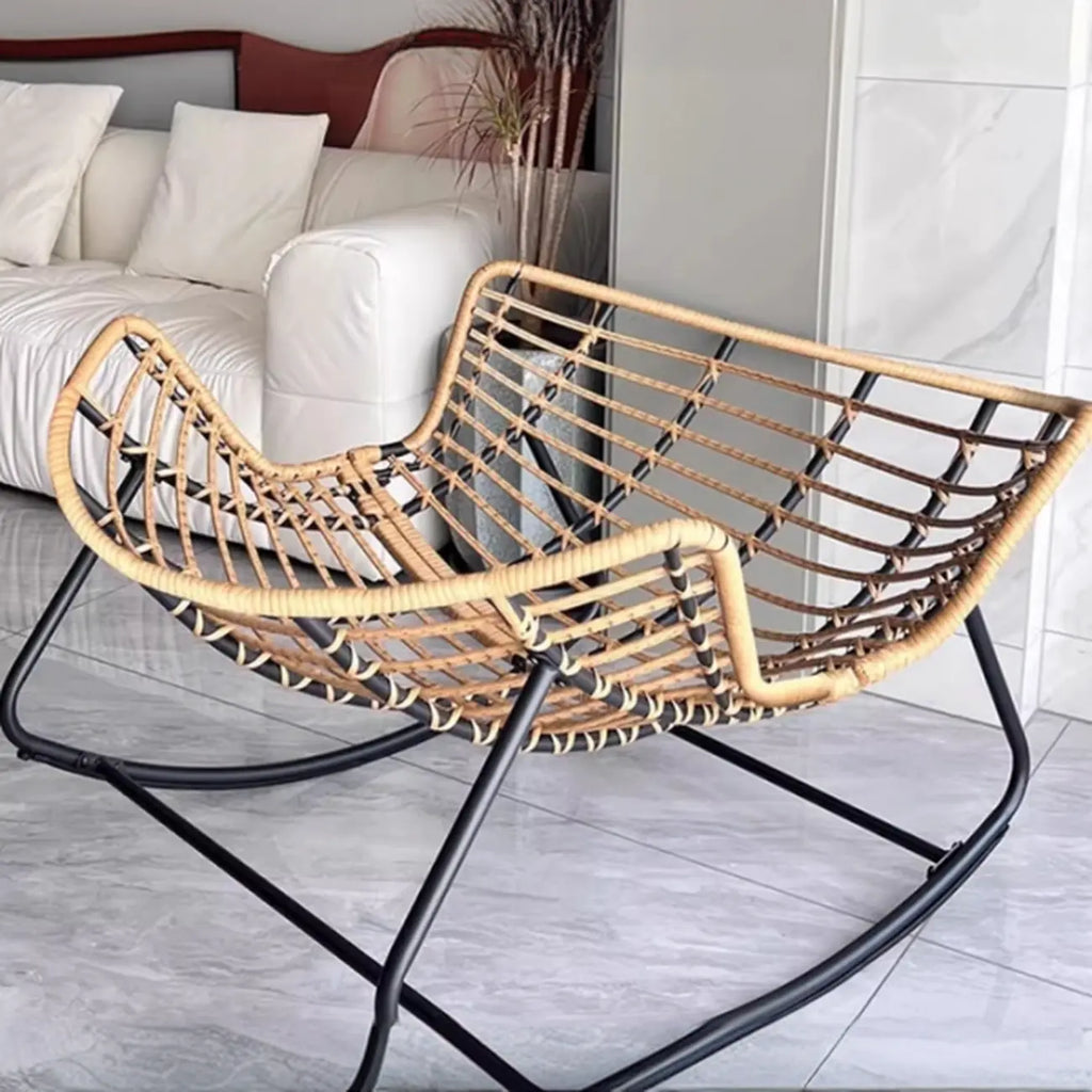 Upholstered Armless Rocking Chair with Cushion for Living room