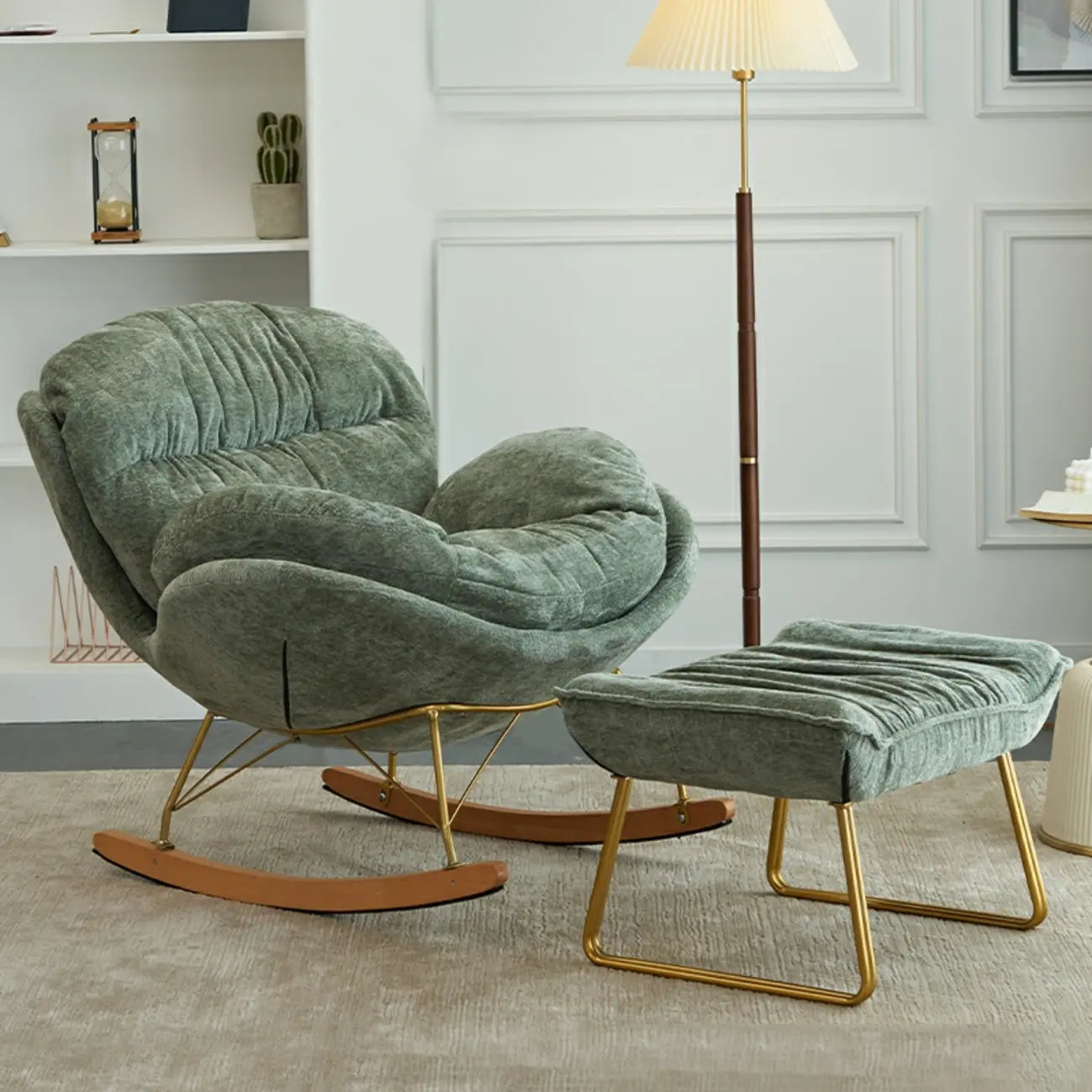 Modern Velvet Ergonomic Upholstered Rocking Chair for Nursery