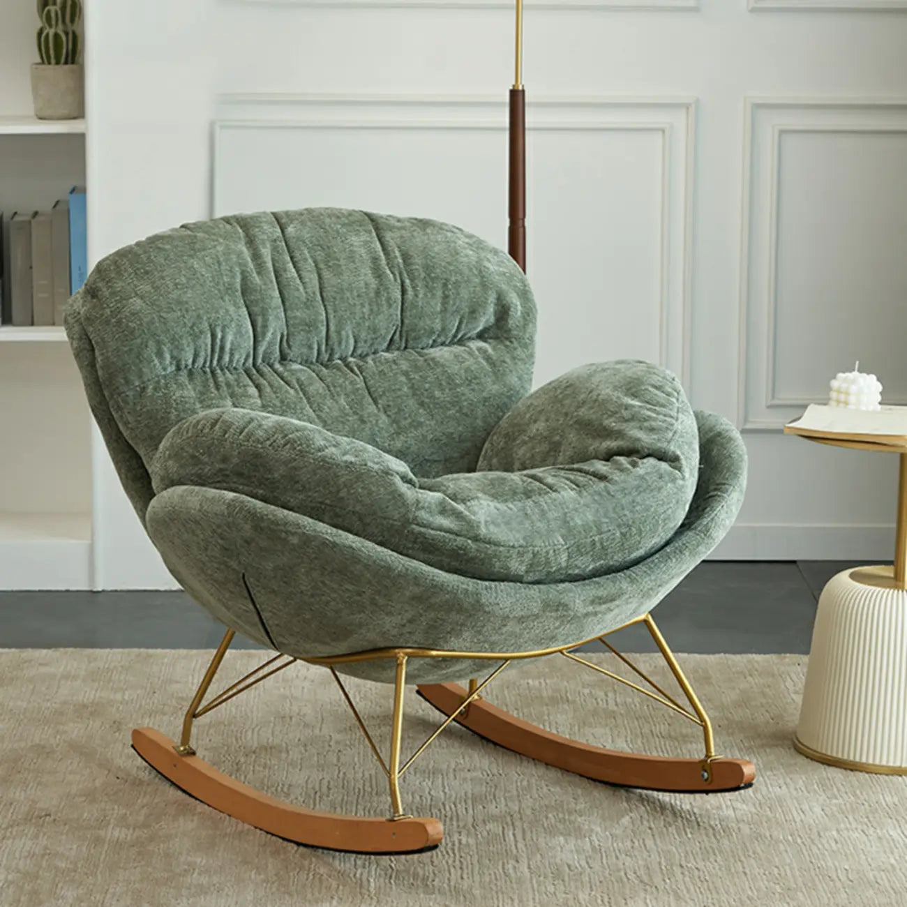 Modern Velvet Ergonomic Upholstered Rocking Chair for Nursery