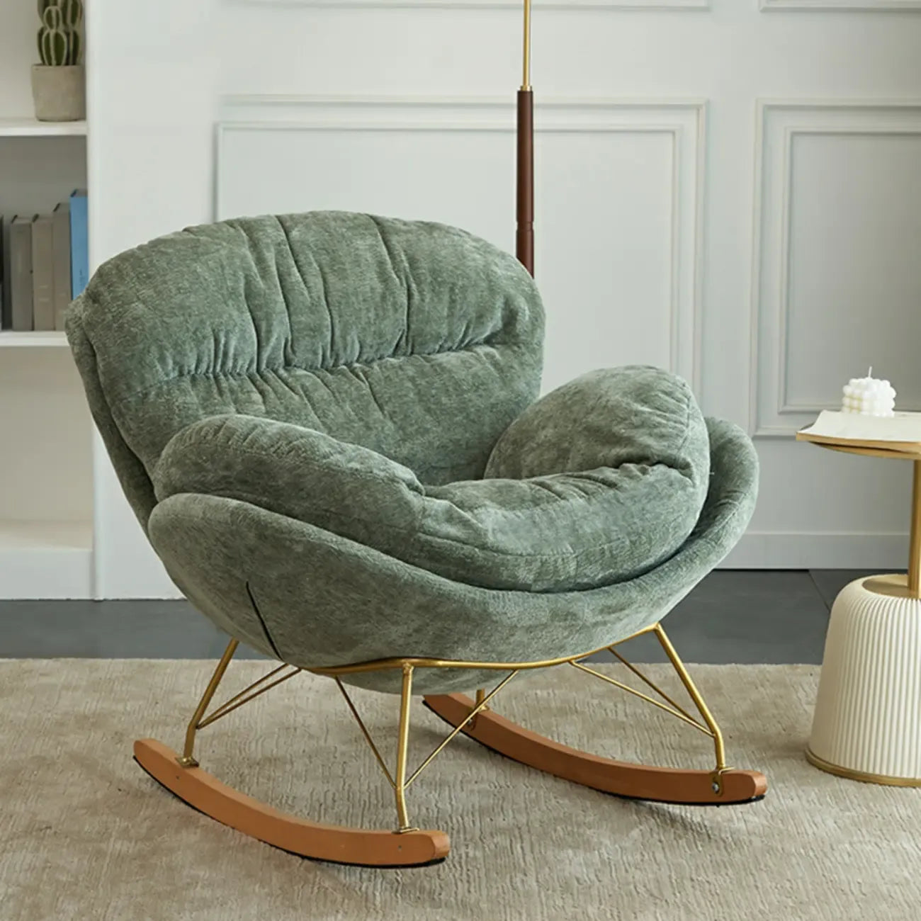 Modern Velvet Ergonomic Upholstered Rocking Chair for Nursery