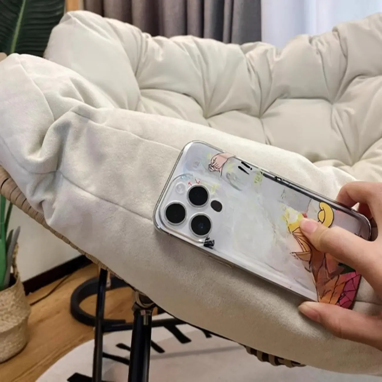 Upholstered Armless Rocking Chair with Cushion for Living room