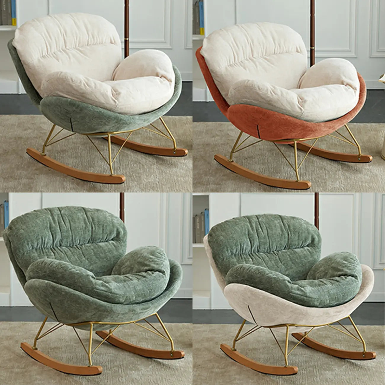 Modern Velvet Ergonomic Upholstered Rocking Chair for Nursery