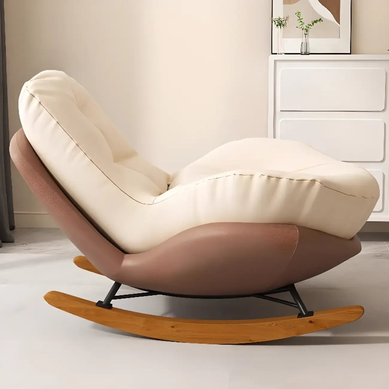 Scandinavian Upholstered Rocking Chair with Optional Ottoman