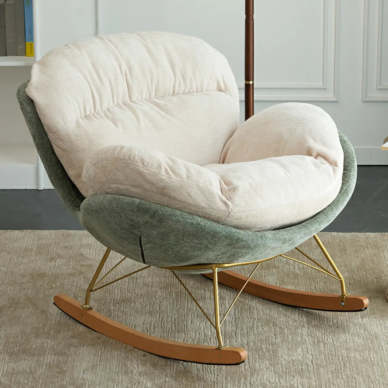 Modern Velvet Ergonomic Upholstered Rocking Chair for Nursery
