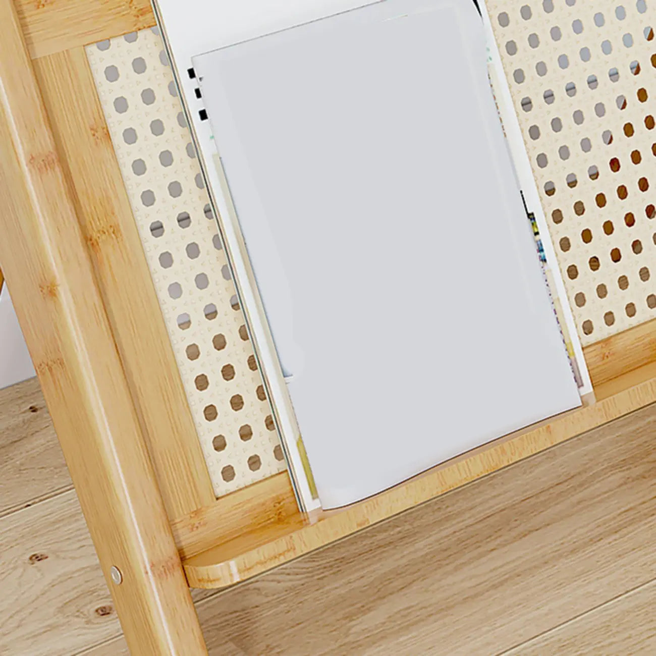 Glass Top Side Table with Magazine Rack for Living Room