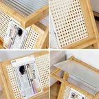 Glass Top Side Table with Magazine Rack for Living Room