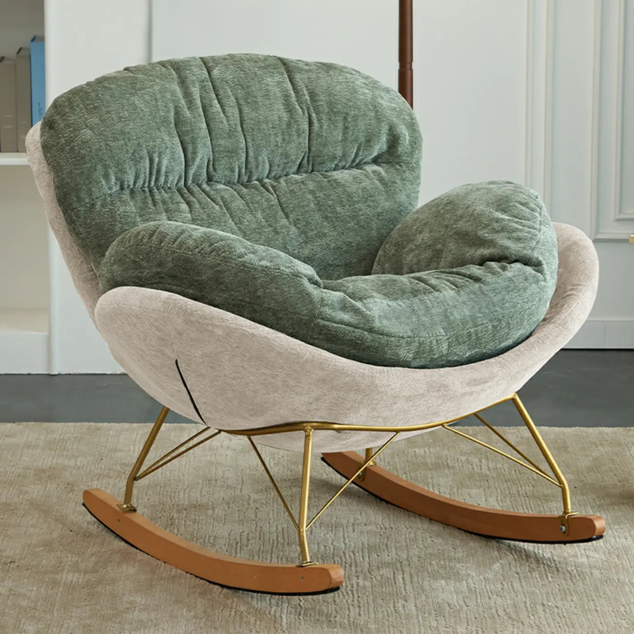 Modern Velvet Ergonomic Upholstered Rocking Chair for Nursery