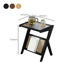 Glass Top Side Table with Magazine Rack for Living Room