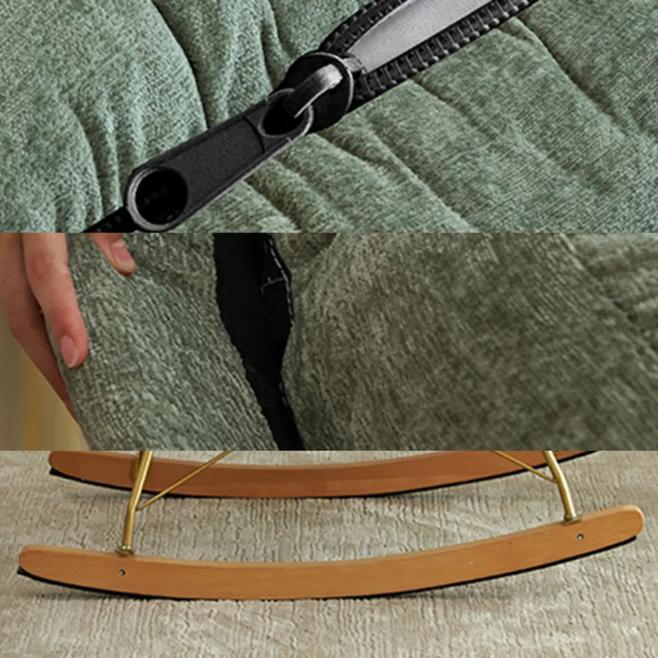 Modern Velvet Ergonomic Upholstered Rocking Chair for Nursery