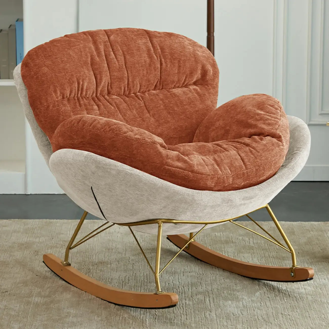 Modern Velvet Ergonomic Upholstered Rocking Chair for Nursery