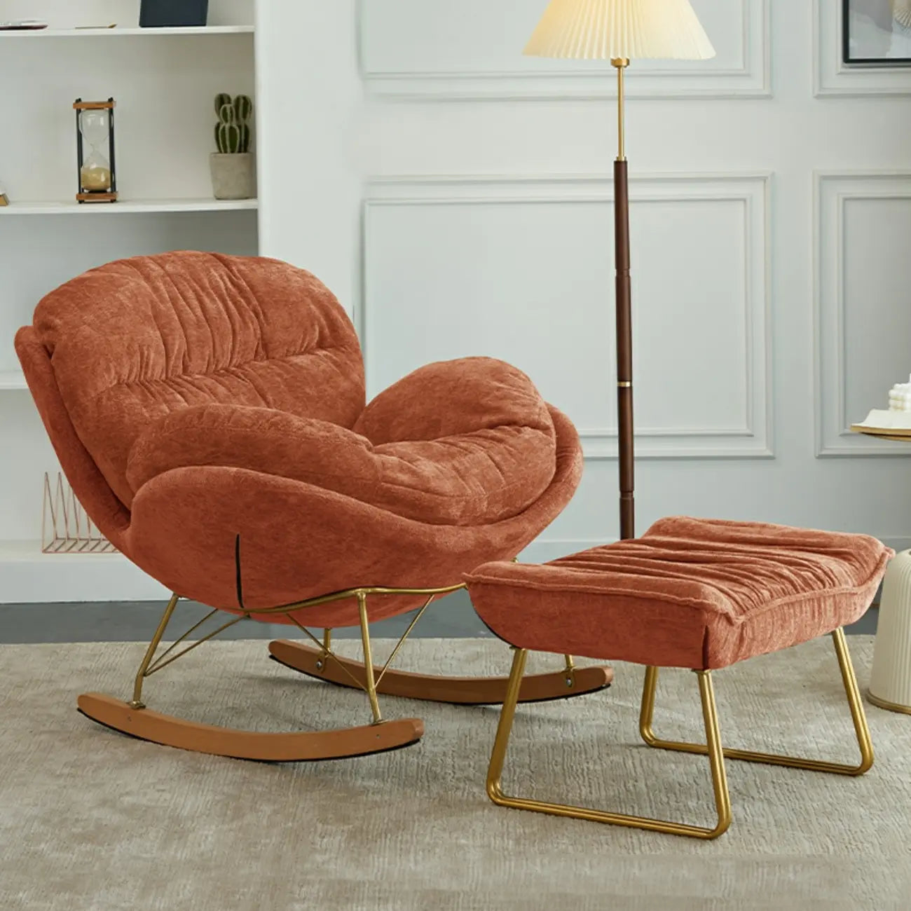 Modern Velvet Ergonomic Upholstered Rocking Chair for Nursery