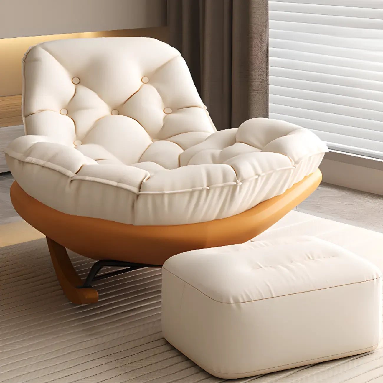 Scandinavian Upholstered Rocking Chair with Optional Ottoman