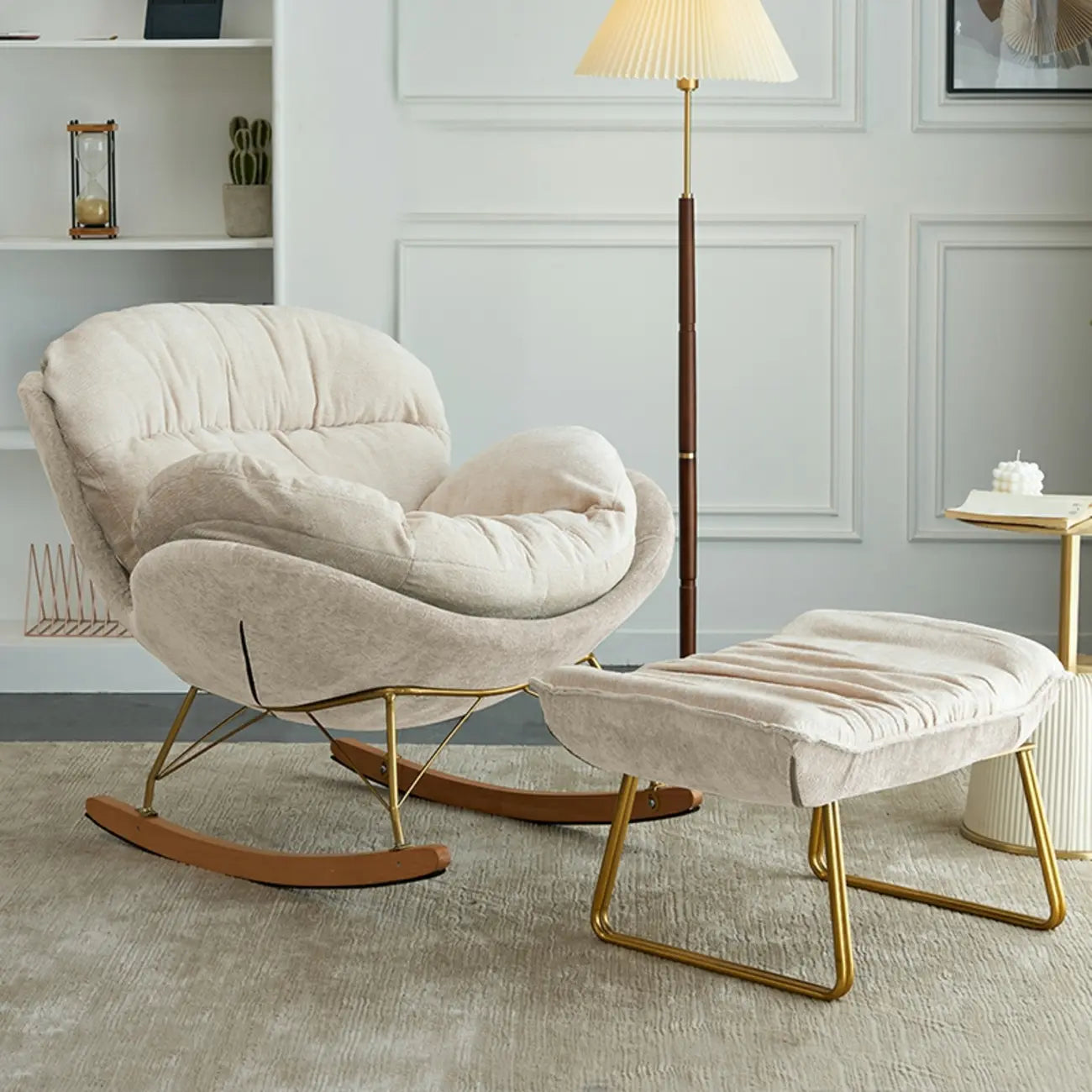 Modern Velvet Ergonomic Upholstered Rocking Chair for Nursery