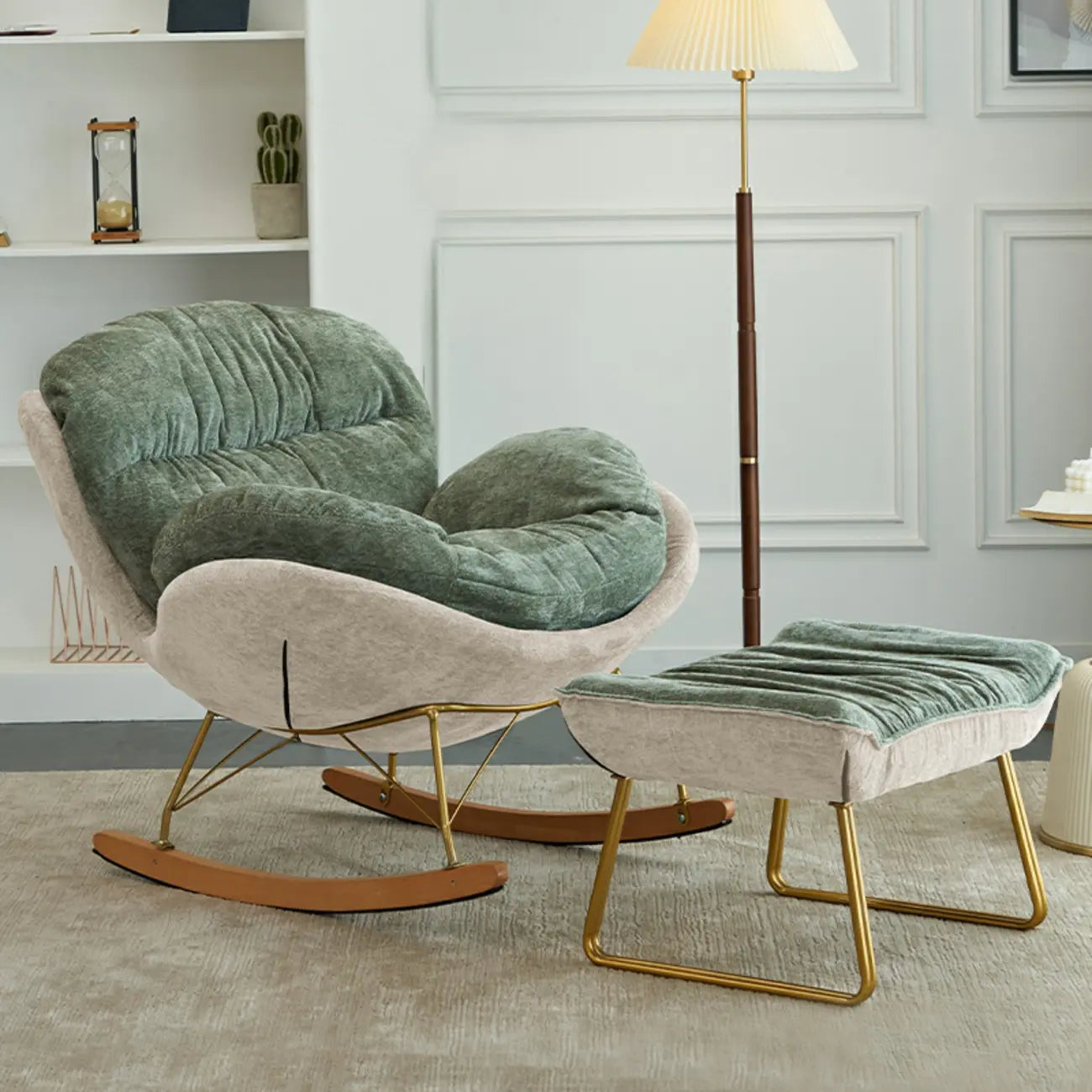 Modern Velvet Ergonomic Upholstered Rocking Chair for Nursery