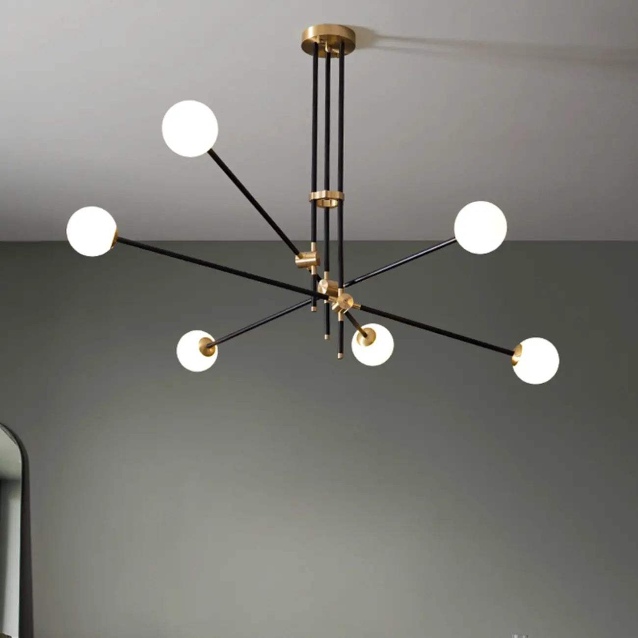 6-Light Black Industrial Sputnik Chandelier