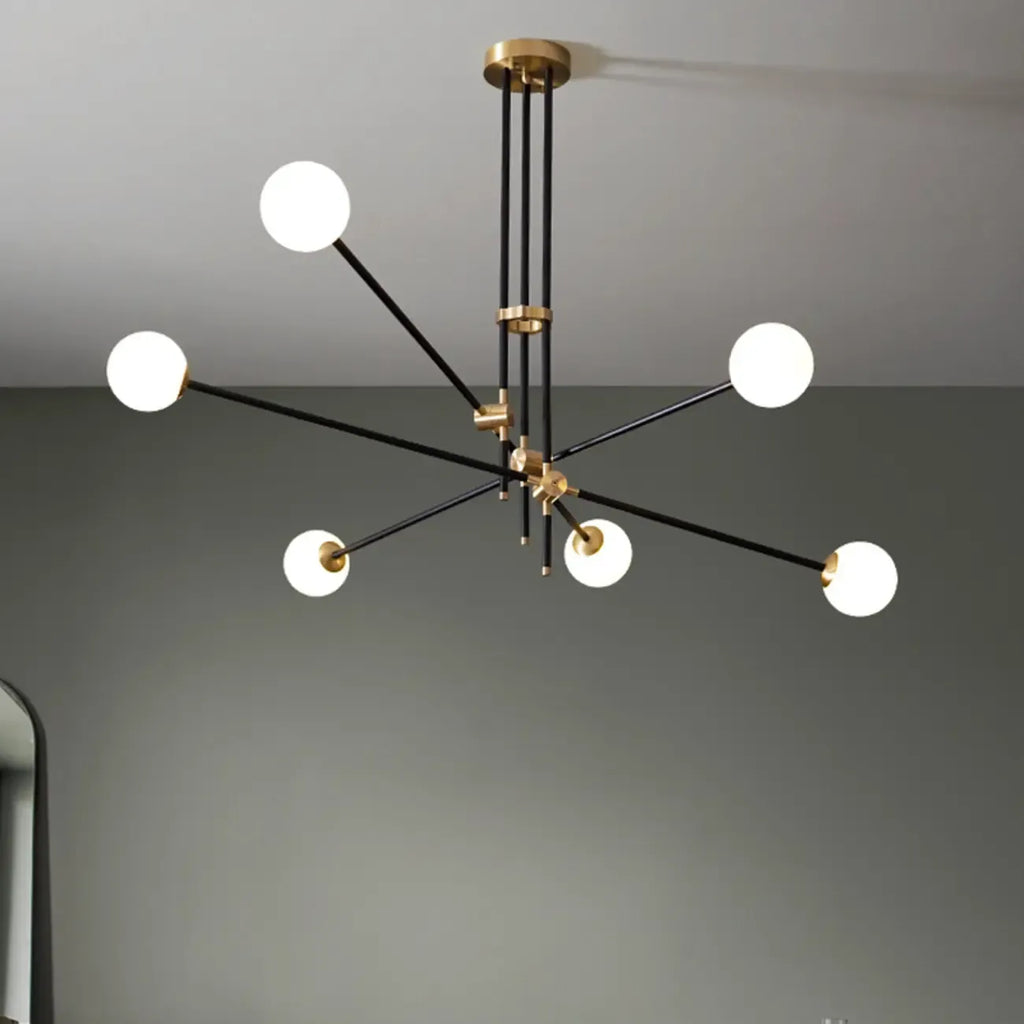 6-Light Black Industrial Sputnik Chandelier