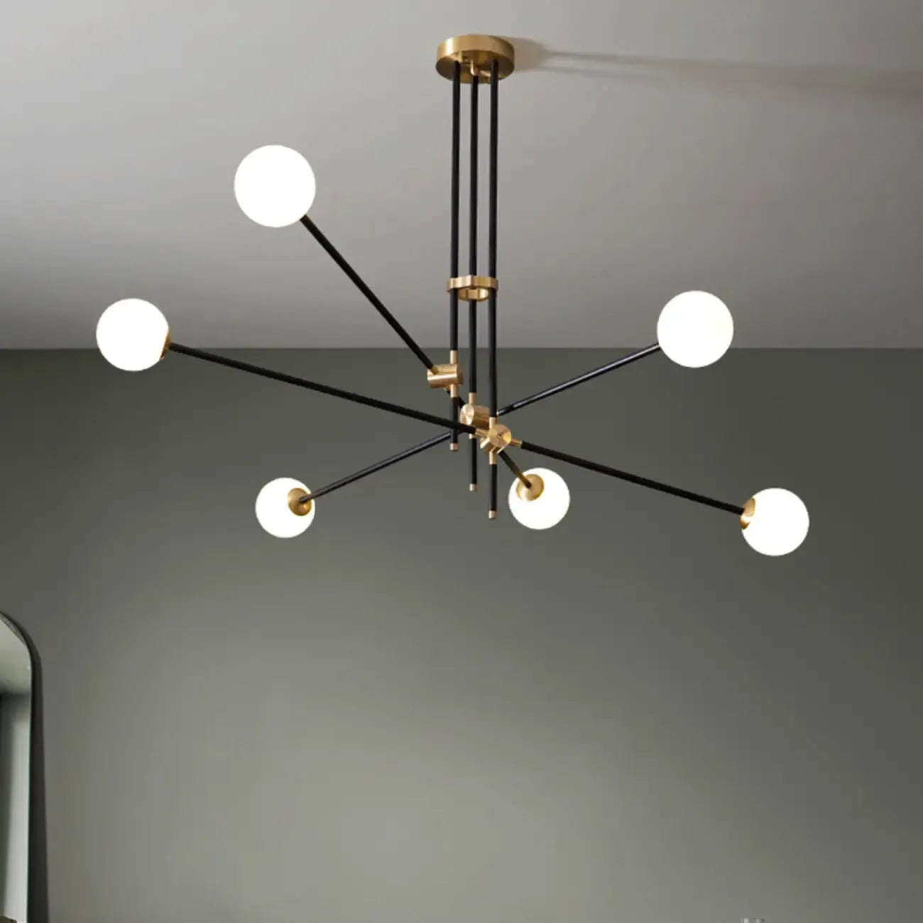 6-Light Black Industrial Sputnik Chandelier