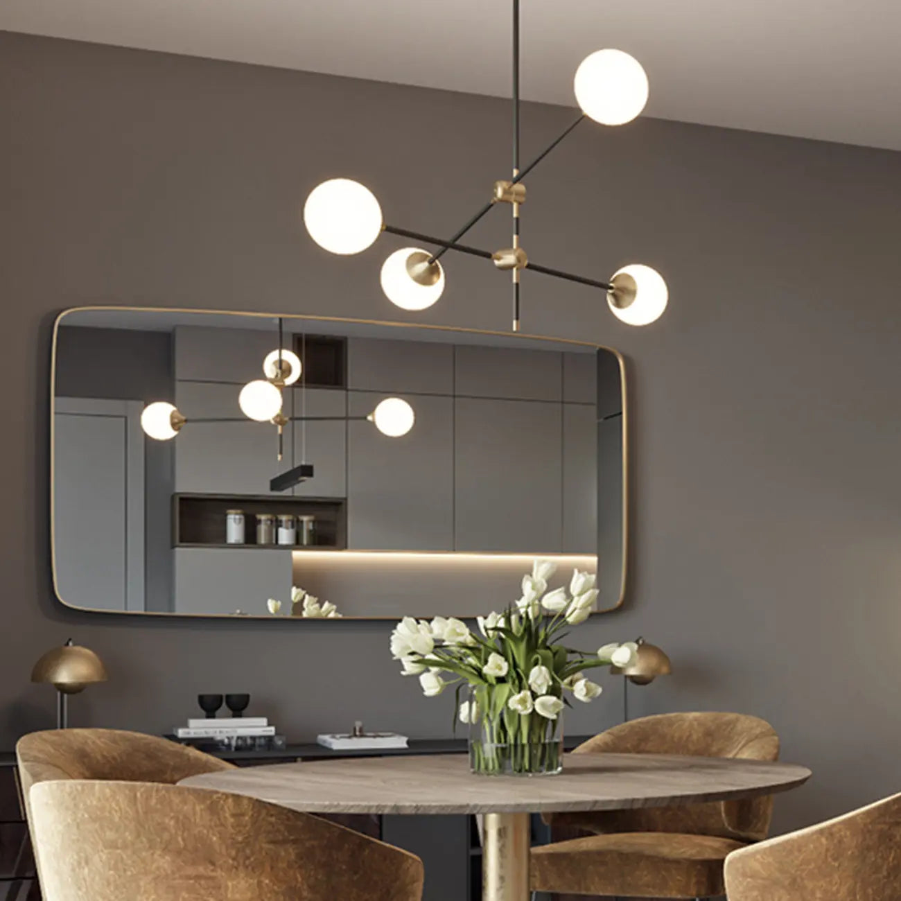 6-Light Black Industrial Sputnik Chandelier