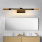 Modern White LED Bathroom Vanity Light with Wood Accent