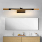 Modern White LED Bathroom Vanity Light with Wood Accent