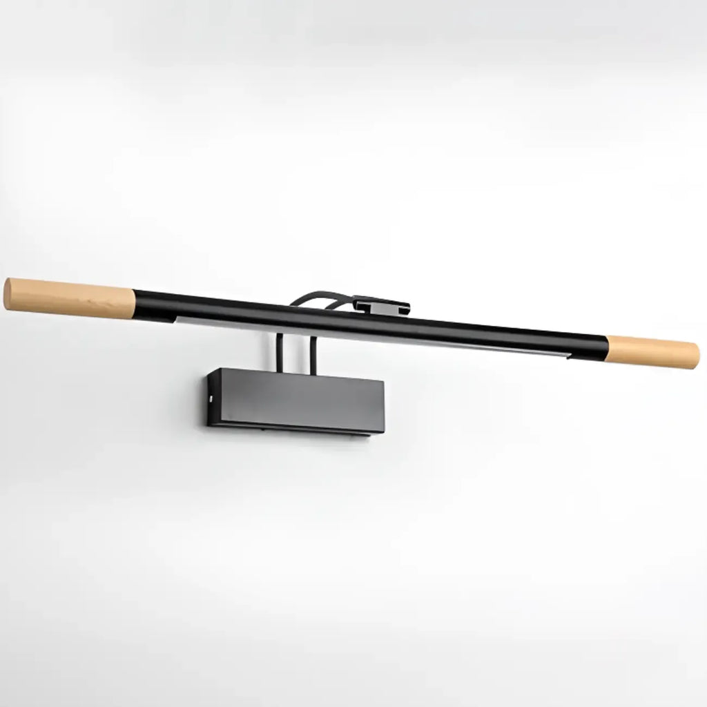 Modern White LED Bathroom Vanity Light with Wood Accent