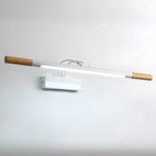 Modern White LED Bathroom Vanity Light with Wood Accent