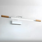 Modern White LED Bathroom Vanity Light with Wood Accent