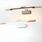 Modern White LED Bathroom Vanity Light with Wood Accent