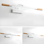 Modern White LED Bathroom Vanity Light with Wood Accent