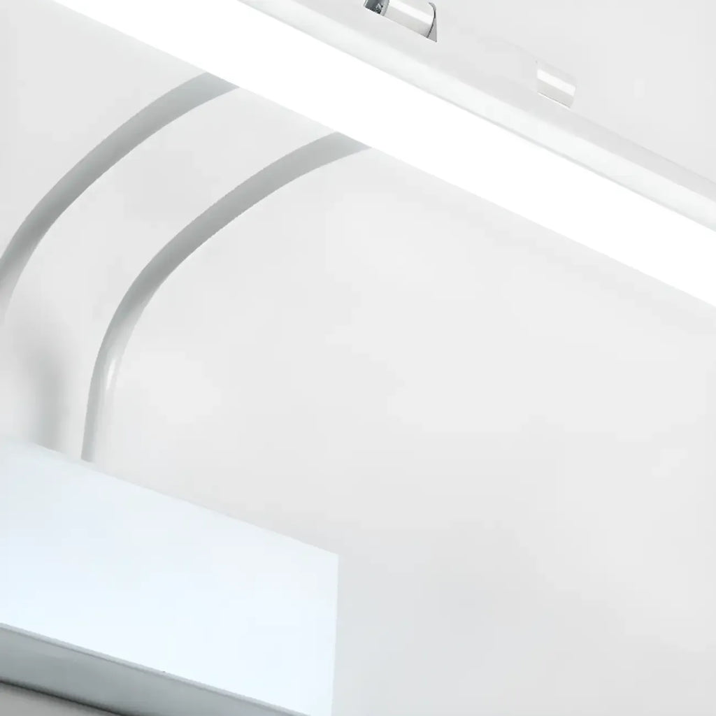 Modern White LED Bathroom Vanity Light with Wood Accent