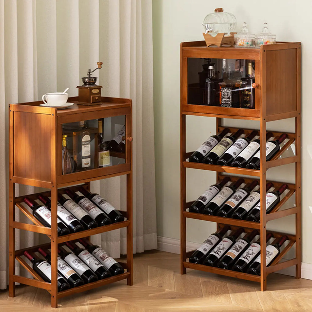 Wall Storage Bamboo Space-Saving Display Open Wine Cabinet