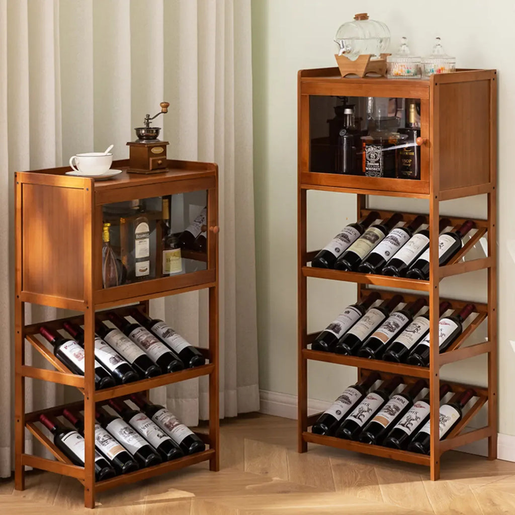 Wall Storage Bamboo Space-Saving Display Open Wine Cabinet