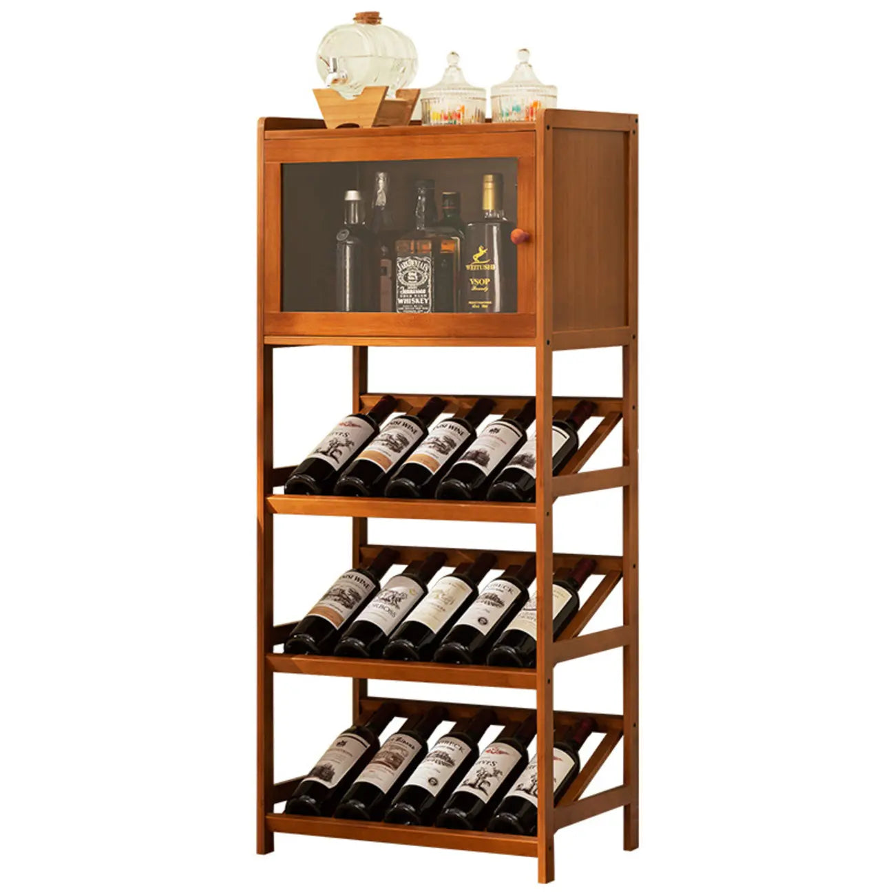Wall Storage Bamboo Space-Saving Display Open Wine Cabinet