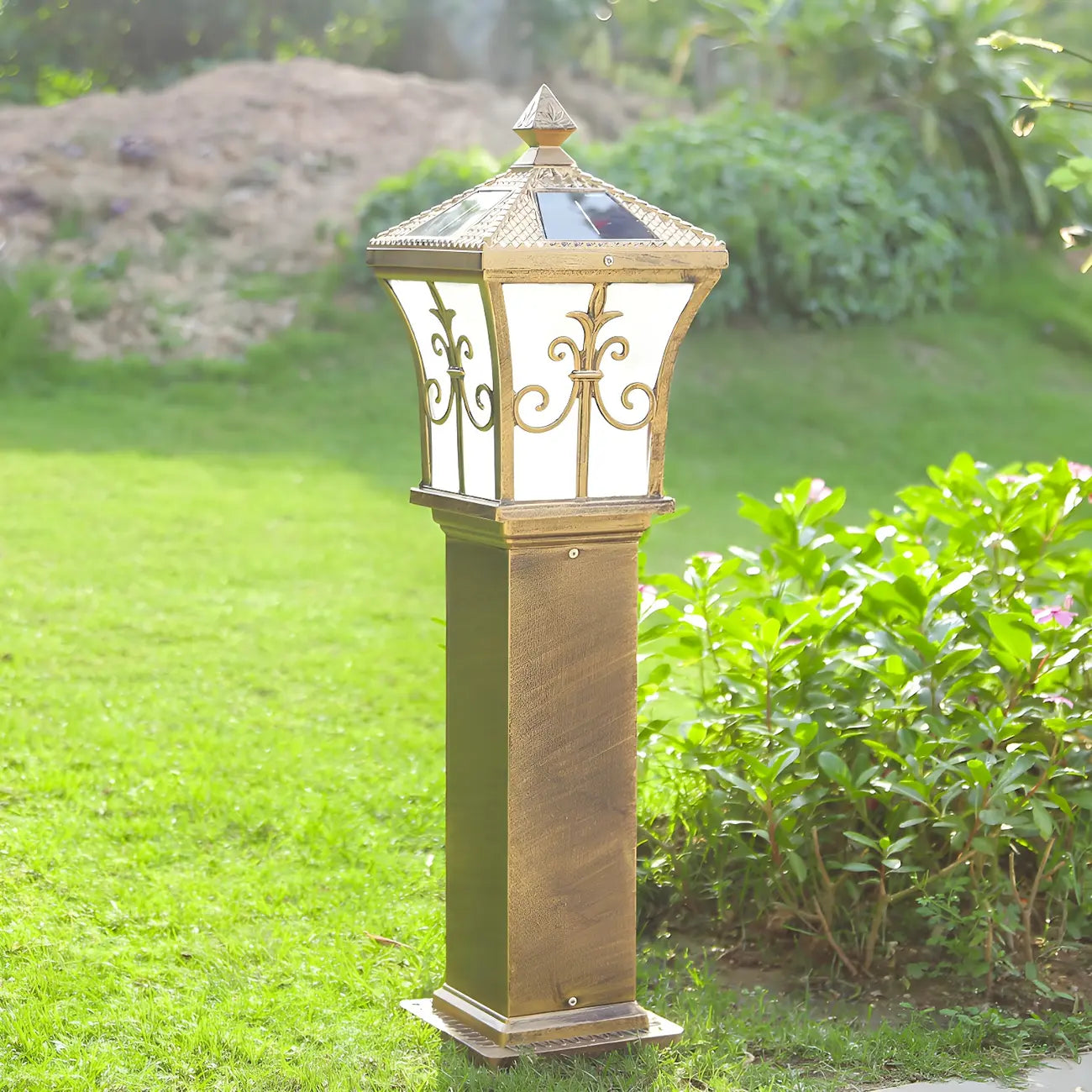 LED Rustic Metal Gold Bollard Lighting for Courtyard Path