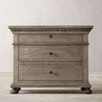Traditional Grey Wooden Bedside Table with 3 Drawers Storage