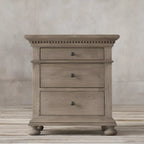 Traditional Grey Wooden Bedside Table with 3 Drawers Storage