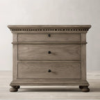 Traditional Grey Wooden Bedside Table with 3 Drawers Storage